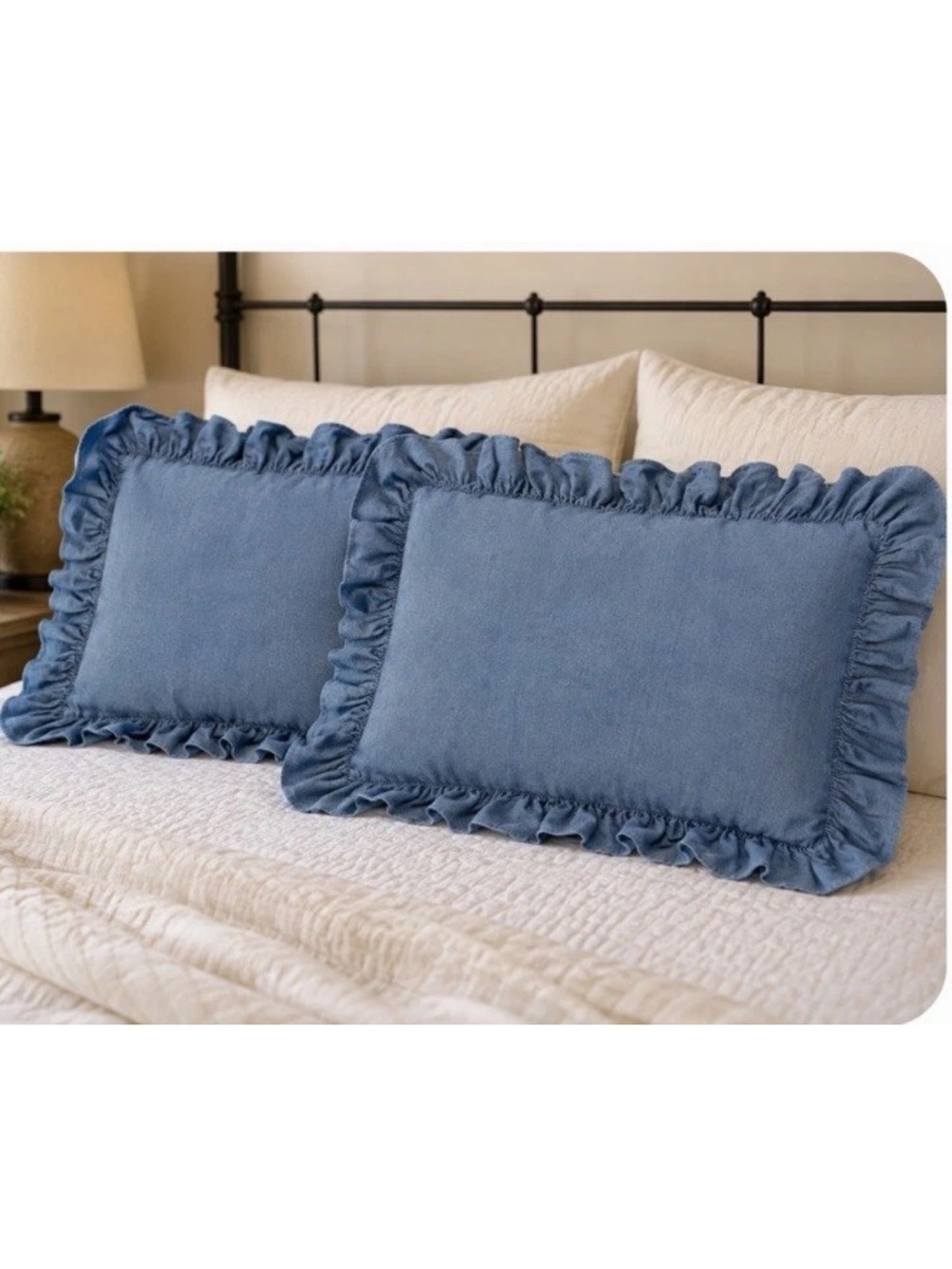 Ralph Lauren Vintage 80’s Denim Pillow Sham Set Of 2 Standard Size